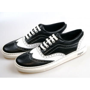 ZAPATILLAS OLD SCHOOL GANGSTER BLANCO NEGRO - MADE IN SPAIN