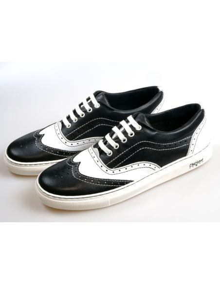 Old School Gangster Black White Baskets - Made In Spain