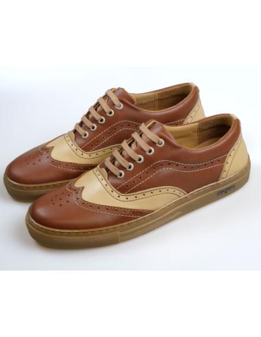 Old School Gangster Brown Cream Shoes - Made In Spain