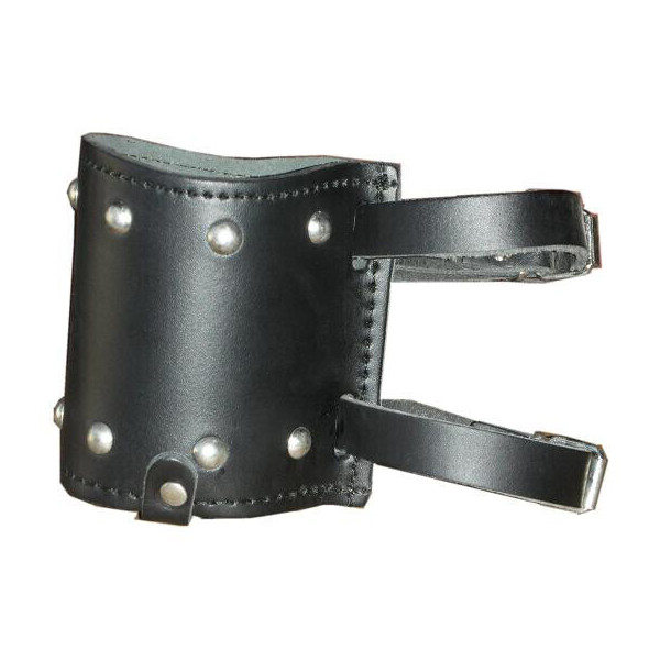 BLACK LEATHER CAN HOLDER WITH STUDS FOR HAIRPINS