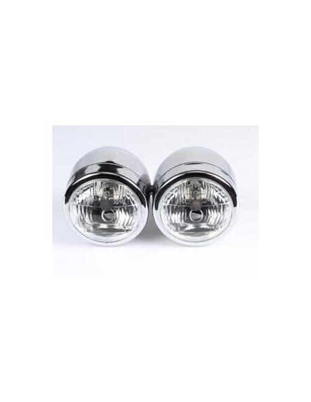 FAROL CROMADO DUPLO COM MARCA E