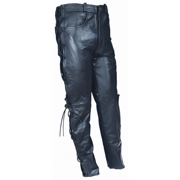LEATHER TROUSERS WITH SIDE LACES