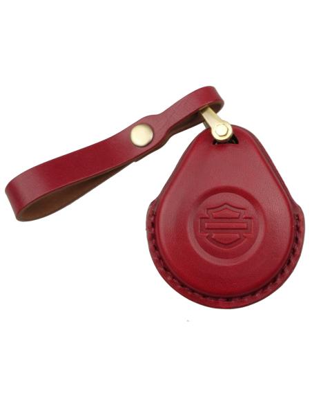 PORTE-CLÉS AVEC COUVERCLE EN CUIR ROUGE POUR CLÉ HARLEY