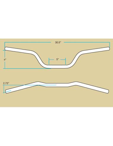 TRACKER HIGH 25 GUIDON AVEC TROUS NOIRS BILTWELL