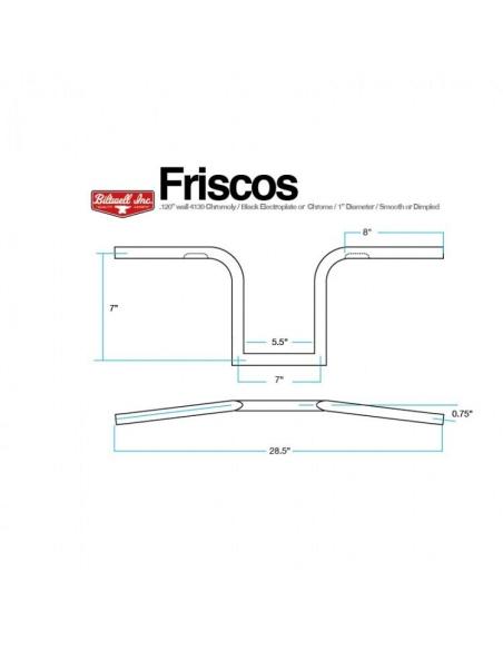 FRISCO HANDLEBARS 25MM WITHOUT BILTWELL CHROMED HOLES