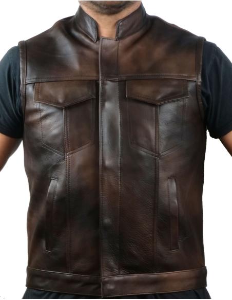 Primeiro Soa Colete De Pele De Chocolate Marrom | Preço Promocional