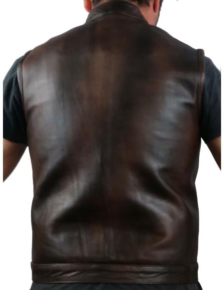 PREMIER GILET EN CUIR DE CHOCOLAT BRUN SOA