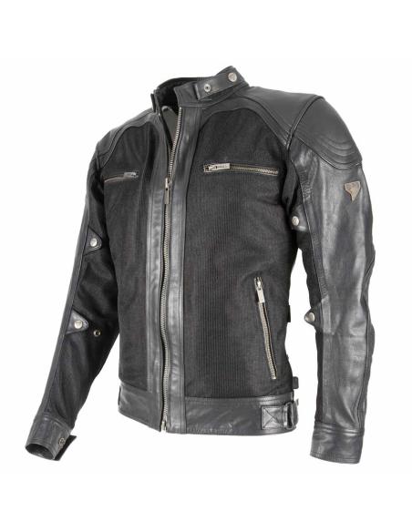 SUMMER JACKET BYCITY SAHARA BLACK LEATHER AND GRID