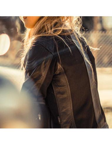 Summer Jacket Bycity Sahara Lady Black Leather And Grid