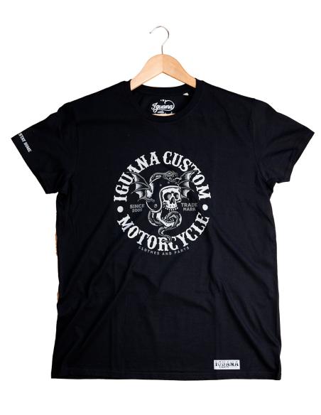 T-SHIRT PRETA DRAGON SKULL  IGUANA CUSTOM COLLECTION