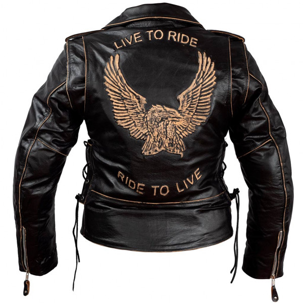 WOMEN'S LEATHER JACKET AGED EAGLE WITH PROTECTIONS CE