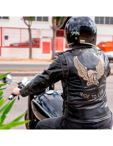 WOMEN'S LEATHER JACKET AGED EAGLE WITH PROTECTIONS CE