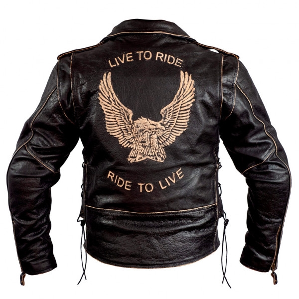 LEATHER JACKET AGED EAGLE WITH PROTECTIONS CE