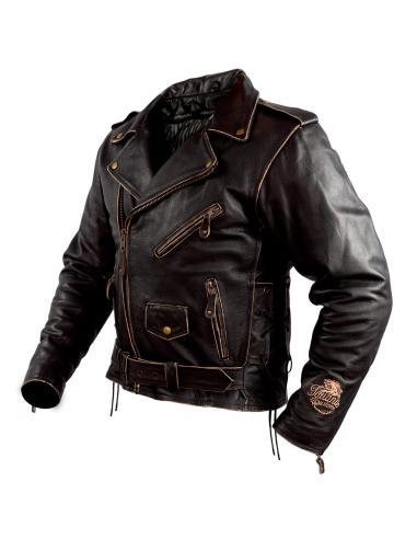 LEATHER JACKET AGED EAGLE WITH PROTECTIONS CE