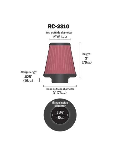 Acquista Filtro Aria Conico K&N 40 mm a prezzo scontato
