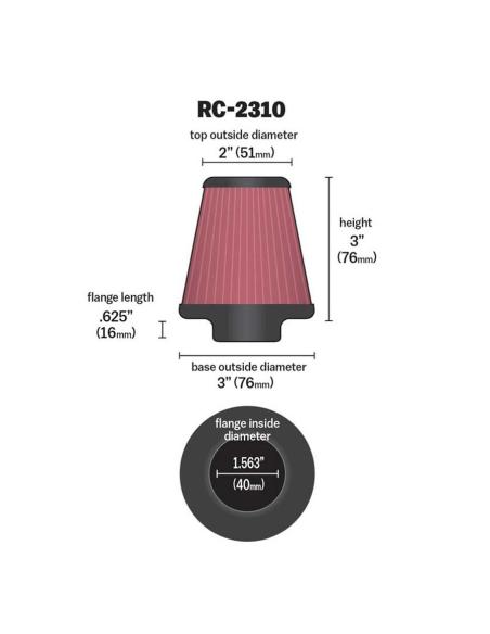 Comprar Filtro Aire Conico K&N 40Mm a precio de oferta