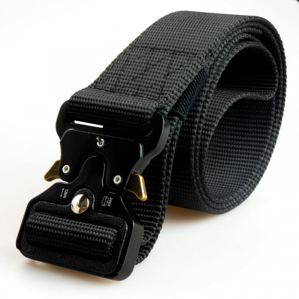 BLACK TACTICAL BELT WITH HIGH RESISTANCE BUCKLE