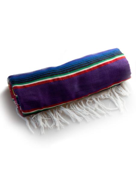 Comprar Pack Manta De Colores Mexicana Y Soporte Marrón De Piel a precio de oferta