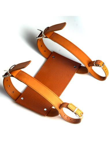 PACK DE MANTA COLORIDA MEXICANA E SUPORTE DE COURO CASTANHO