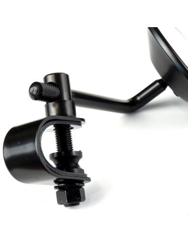 MIROIR ROND NOIR APPROUVÉ AVEC SUPPORT DE GUIDON