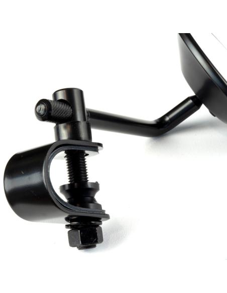 MIROIR ROND NOIR APPROUVÉ AVEC SUPPORT DE GUIDON