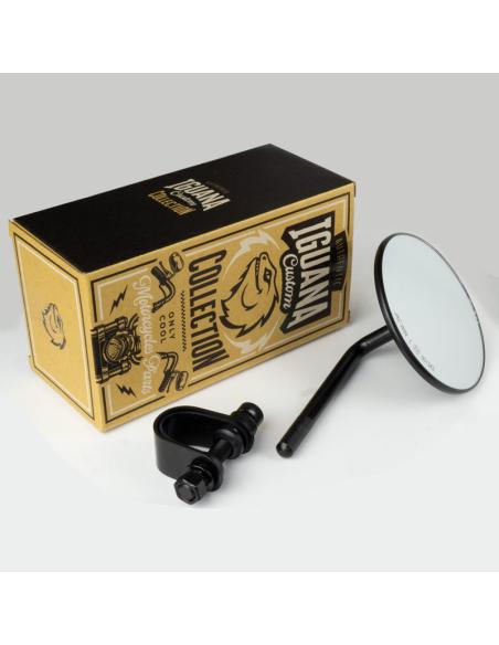 MIROIR ROND NOIR APPROUVÉ AVEC SUPPORT DE GUIDON