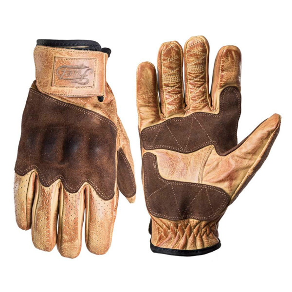 YELLOW "RODEO" LEATHER GLOVES BY FUEL MOTORCYCLES