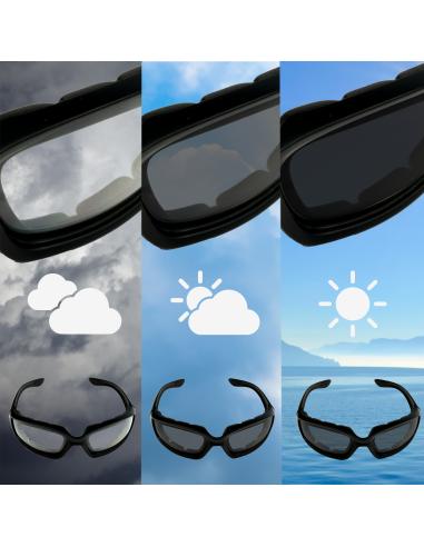 ÓCULOS DE MOTOCICLETA A LENTE FOTOCROMÁTICA TRANSPARENTE CAPO - SOL