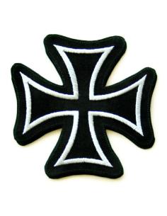 Malte Cross Patch Bordado Em Pele De Giro Preto - 9X9