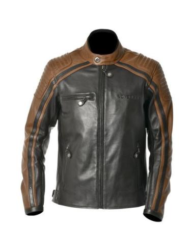 Comprar Chaqueta De Piel Overlap Devon Marrón Y Negra a precio de oferta