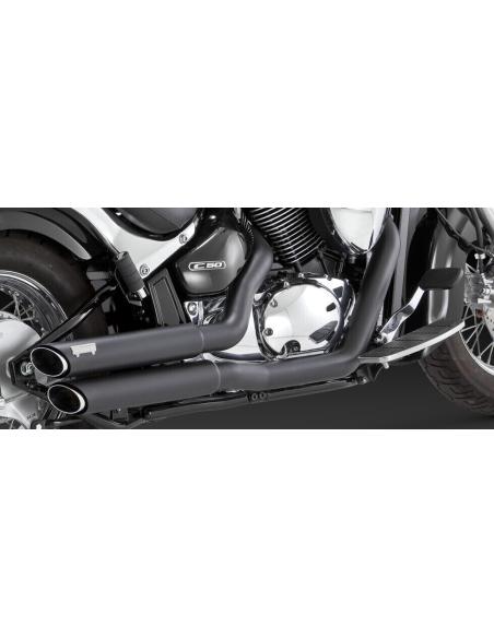 EXHAUST TWIN SLAS STAGGERED BLACK C800/M800