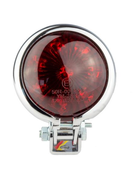 CHROME TAILLIGHT, BATE STYLE , E-MARK IGUANA CUSTOM PARTS