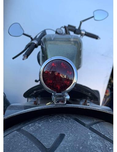 CHROME TAILLIGHT, BATE STYLE , E-MARK IGUANA CUSTOM PARTS