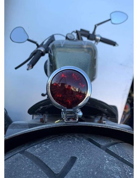 CHROME TAILLIGHT, BATE STYLE , E-MARK IGUANA CUSTOM PARTS