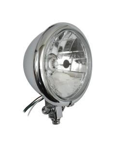 BATE STYLE CHROME HEADLIGHT 5-3/4" E-MARK PRISMIC LENS