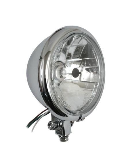 BATE STYLE CHROME HEADLIGHT 5-3/4" E-MARK PRISMIC LENS