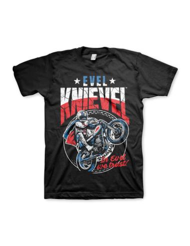 EVEL KNIEVEL WHEELIE BLACK T-SHIRT