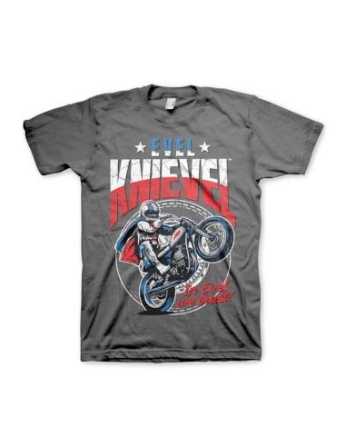EVEL KNIEVEL WHEELIE GREY T-SHIRT