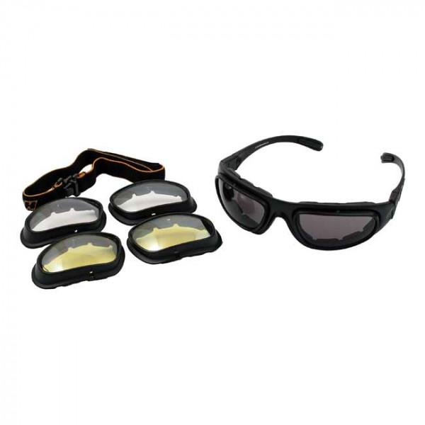 MOTORCYCLE GLASSES EAGLE WITH 2 LENSES AND RUBBER