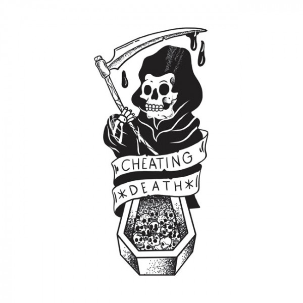DOWN-N-OUT CHEATING DEATH REAPER STICKER