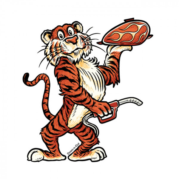 DOWN-N-OUT TIGER IN YOUR TANK STICKER