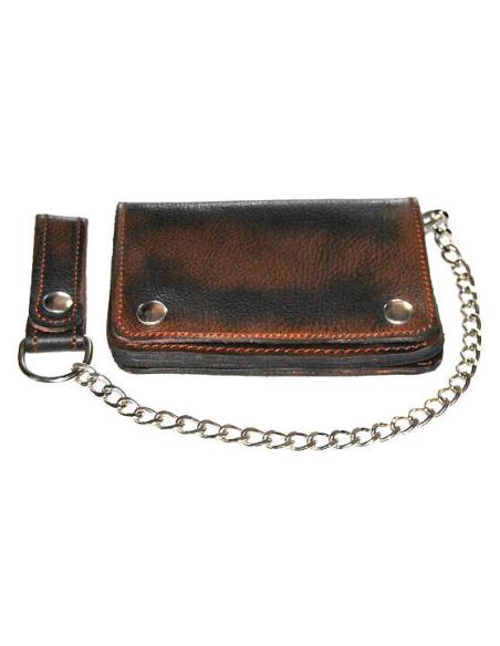 CARTEIRA COM MARROM OLD-RAT CHAIN
