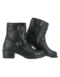 BOTTINES BIKER OVERLAP NOIRES POUR FEMME