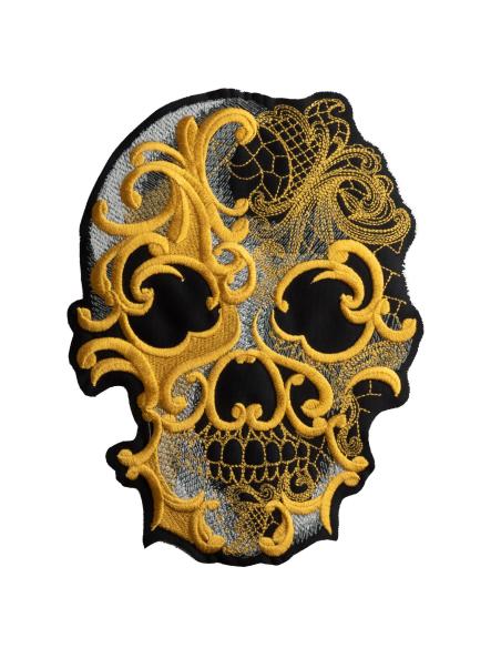 Comprar Parche Calavera Gotik Skull Oro 20 Cm. a precio de oferta