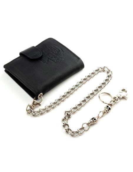 WALLET CHAIN 40 CM MEDIUM LINK WITH 2 SKULLS
