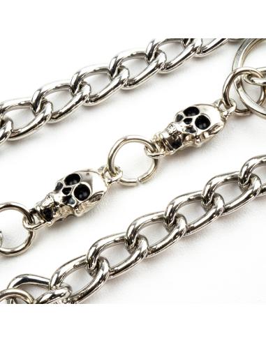 WALLET CHAIN 40 CM MEDIUM LINK WITH 2 SKULLS