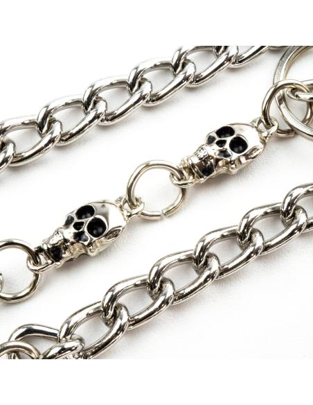WALLET CHAIN 40 CM MEDIUM LINK WITH 2 SKULLS