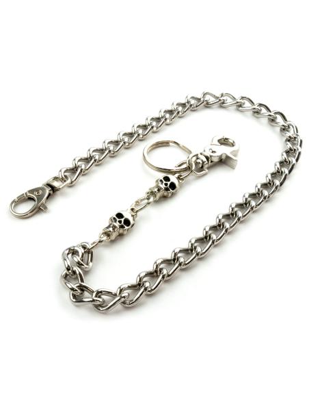 WALLET CHAIN 40 CM MEDIUM LINK WITH 2 SKULLS
