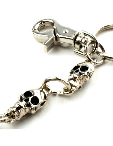 WALLET CHAIN 40 CM MEDIUM LINK WITH 2 SKULLS