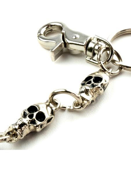 WALLET CHAIN 40 CM MEDIUM LINK WITH 2 SKULLS